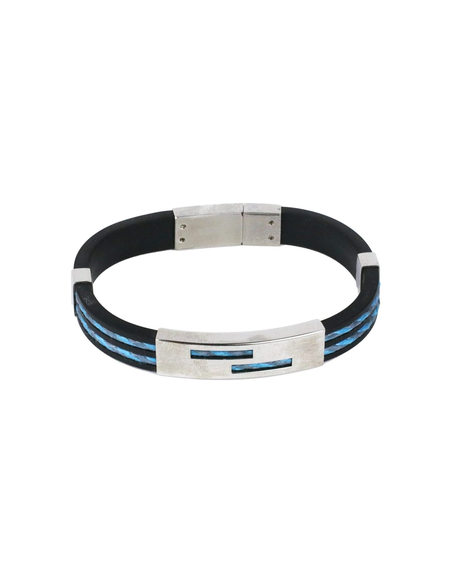 Blue Rubber/Stainless Bracelet - Tijon