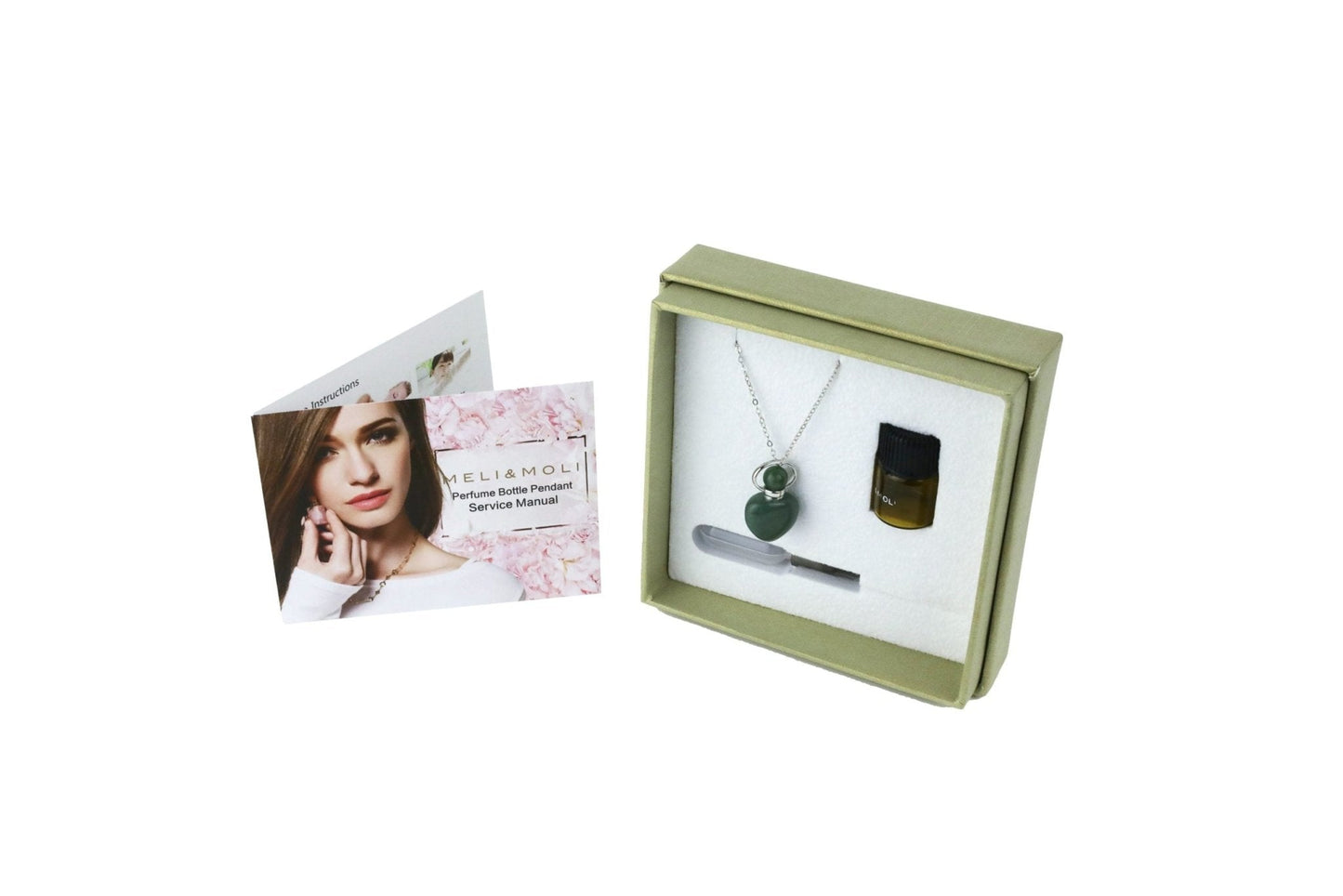 Mini Moss Agate Perfume Vial Necklace - Tijon