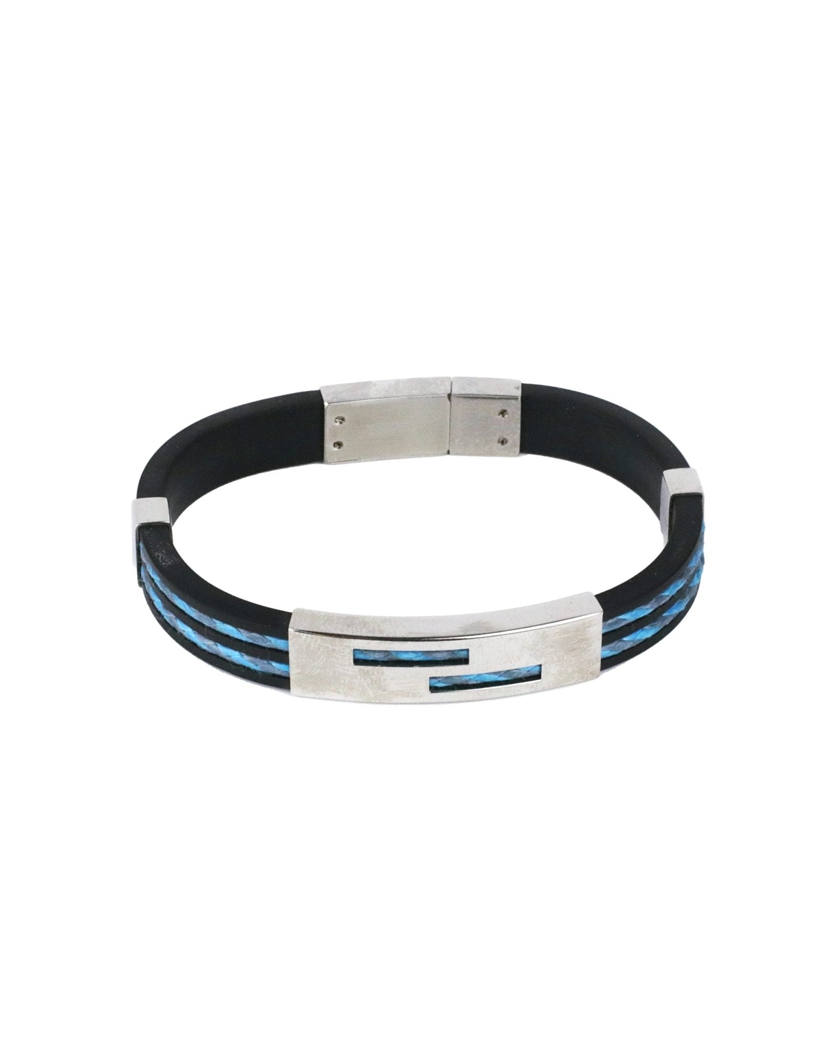 Blue Rubber/Stainless Bracelet - Tijon